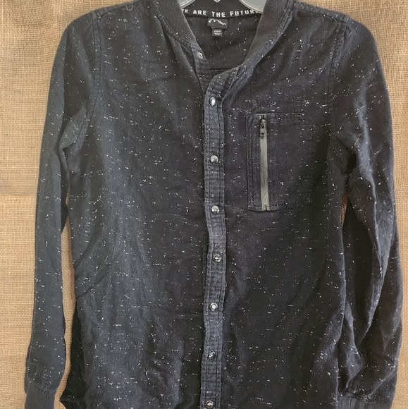 We Are The Future Black cotton snap-up long-sleeved shirt 8/10 in good worn cond - Picture 1 of 6